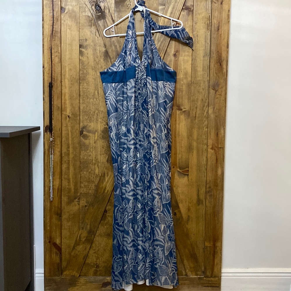 BCBG Dark teal long halter top maxi dress